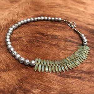 Navajo style chipped silver and turquoise necklace